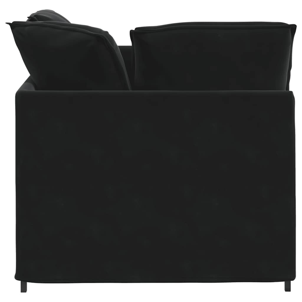 Modulares Sofa mit Fußhocker Kissen Samt Blau