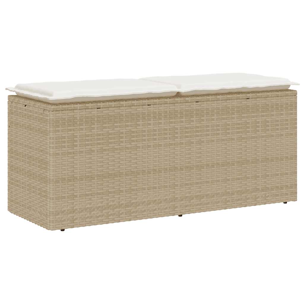 Gartenbank mit Kissen Schwarz 110x40x44 cm Poly Rattan