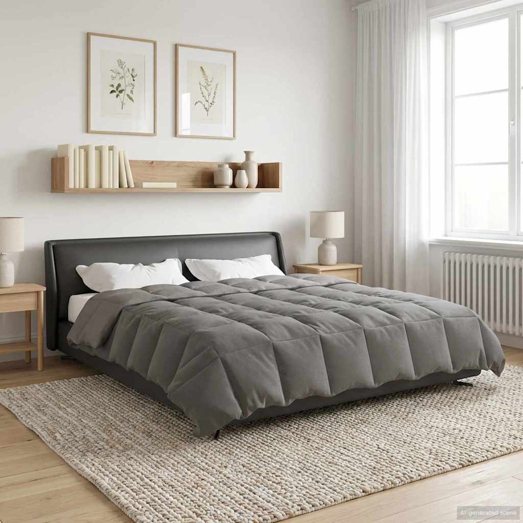 Winterbettdecke Gepolstert Anthrazit 240 x 260 cm Mikrofaser