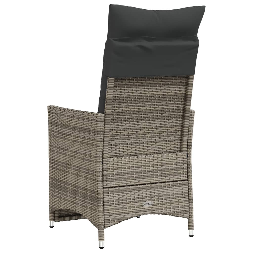 Gartensessel Verstellbar mit Kissen Schwarz Poly Rattan