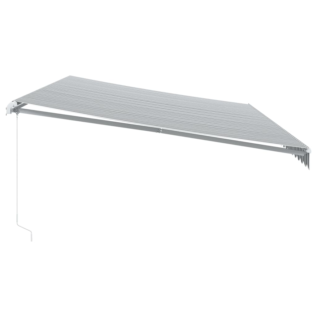 Markise Manuell Einziehbar mit LED 300x250 cm Blau und Weiß
