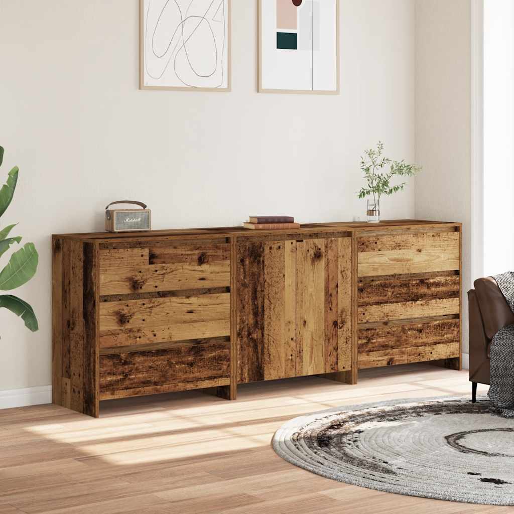3-tlg. Sideboard Weiß Holzwerkstoff