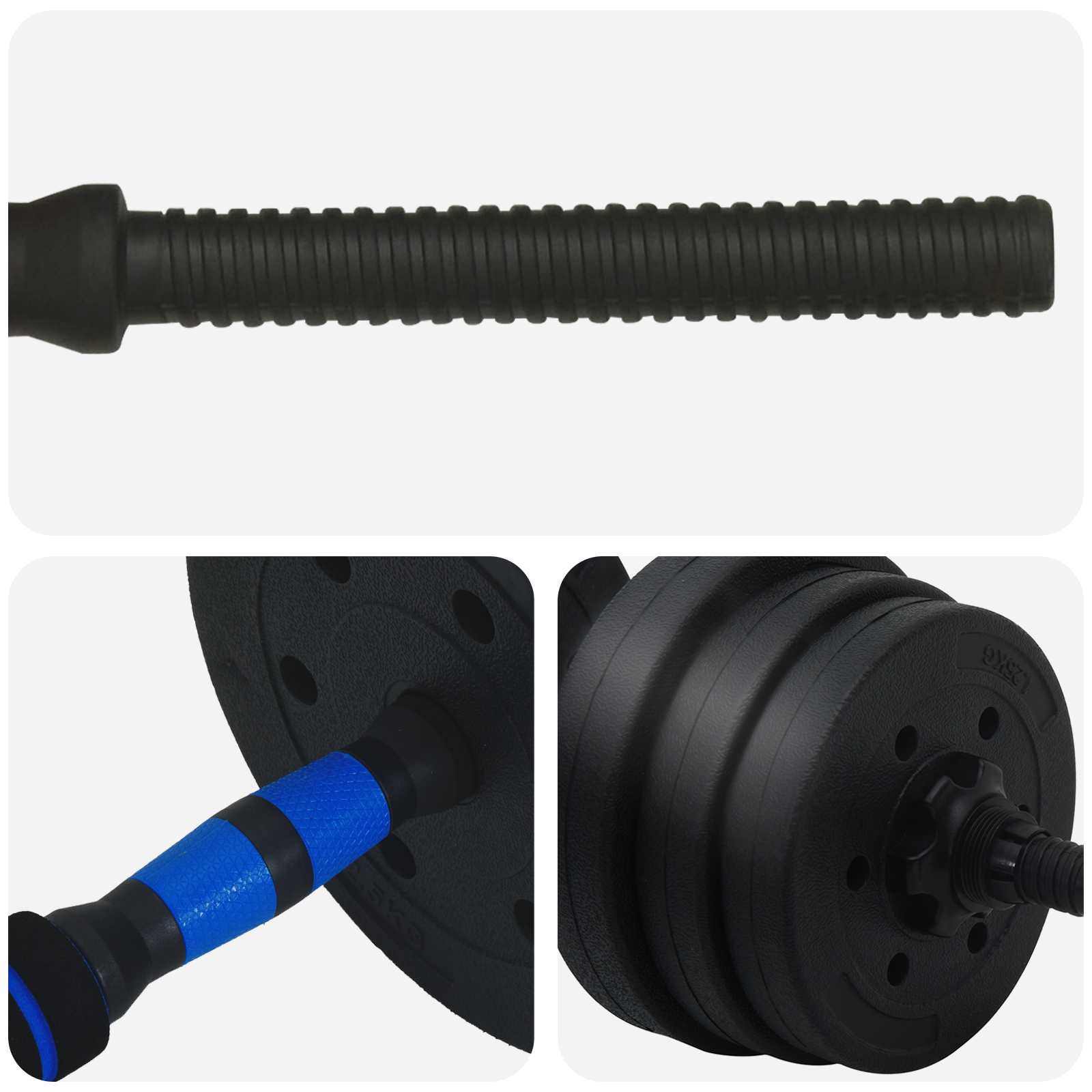 2-in-1 Hantelset 40kg Schwarz und Rot Zement und Eisensand