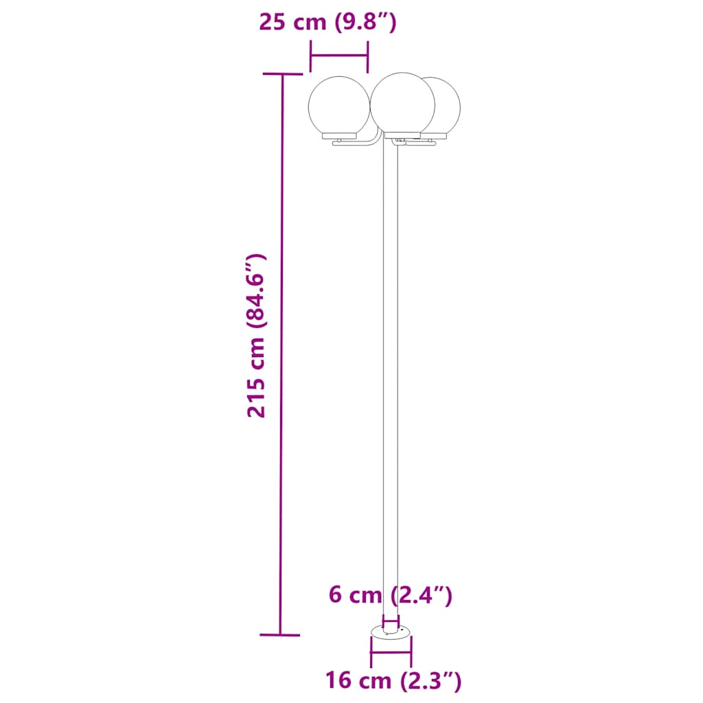 Wegeleuchten 3 Stk. Silbern 215 cm Edelstahl