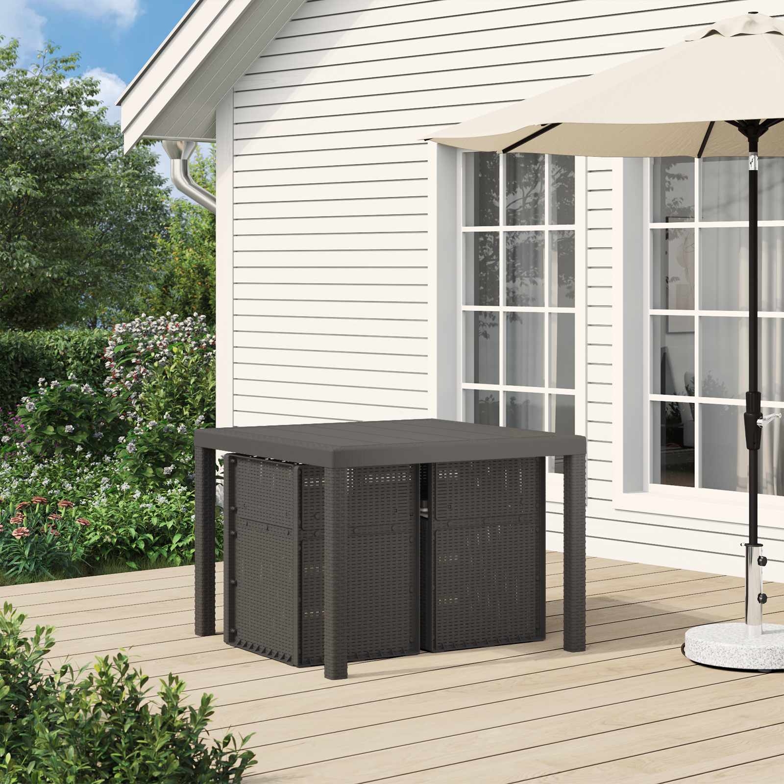 Garten Esszimmerstühle 2 pcs Weiß und Hellgrau PP