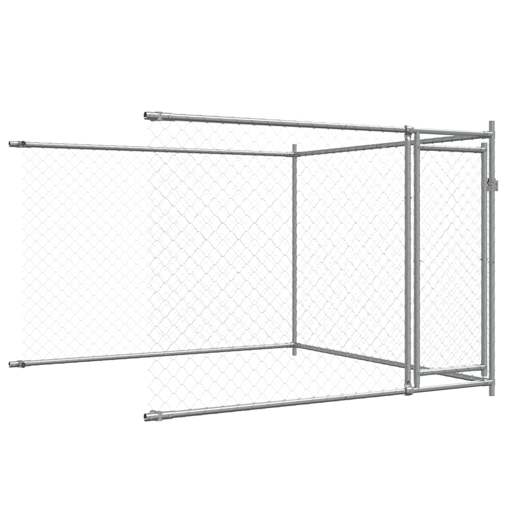 Hundezwinger mit Tür Grau 2x2x1,5 m Verzinkter Stahl