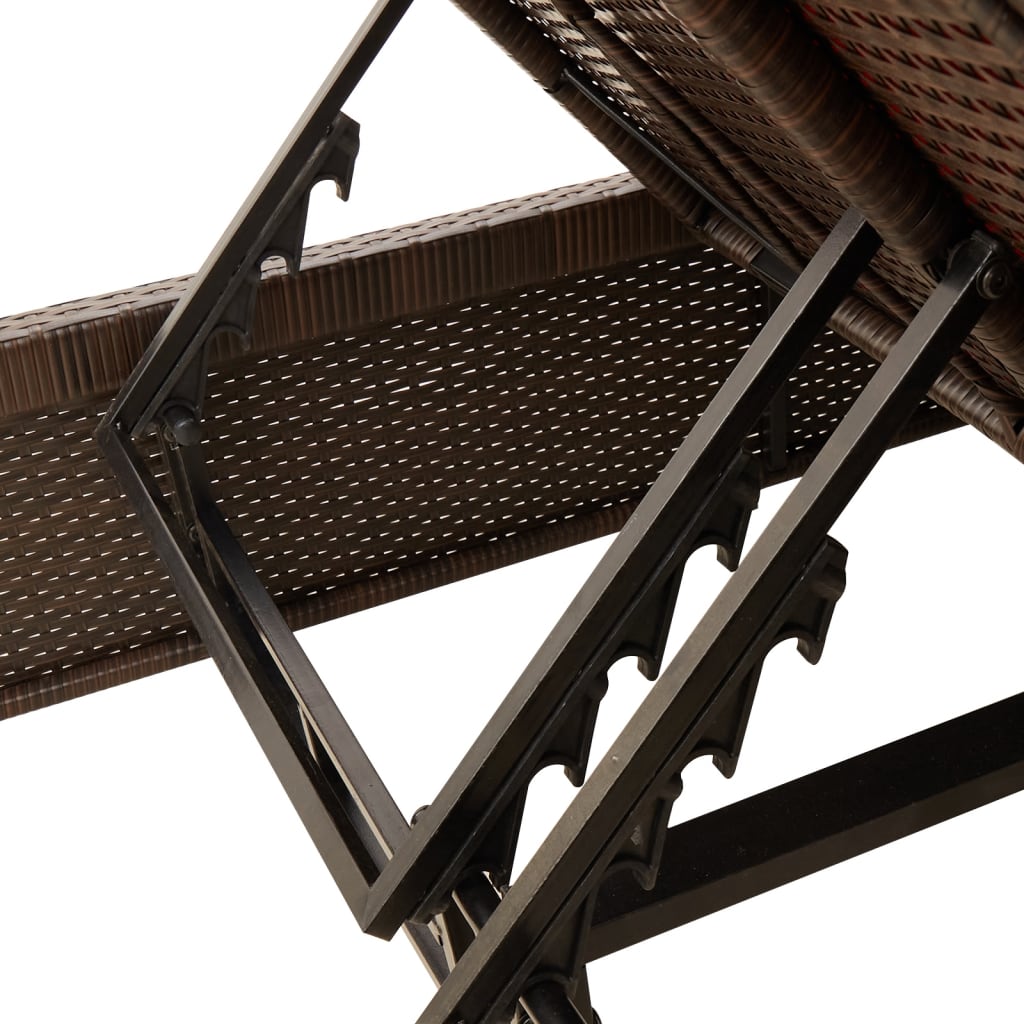 Doppel-Sonnenliege mit Kissen Schwarz Poly Rattan