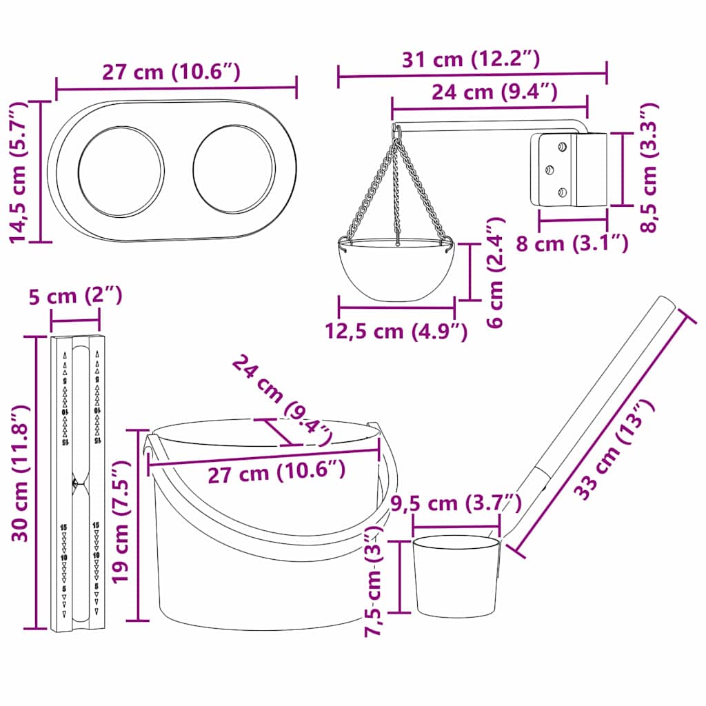 Sauna Zubehör Set 2 pcs Schwarz