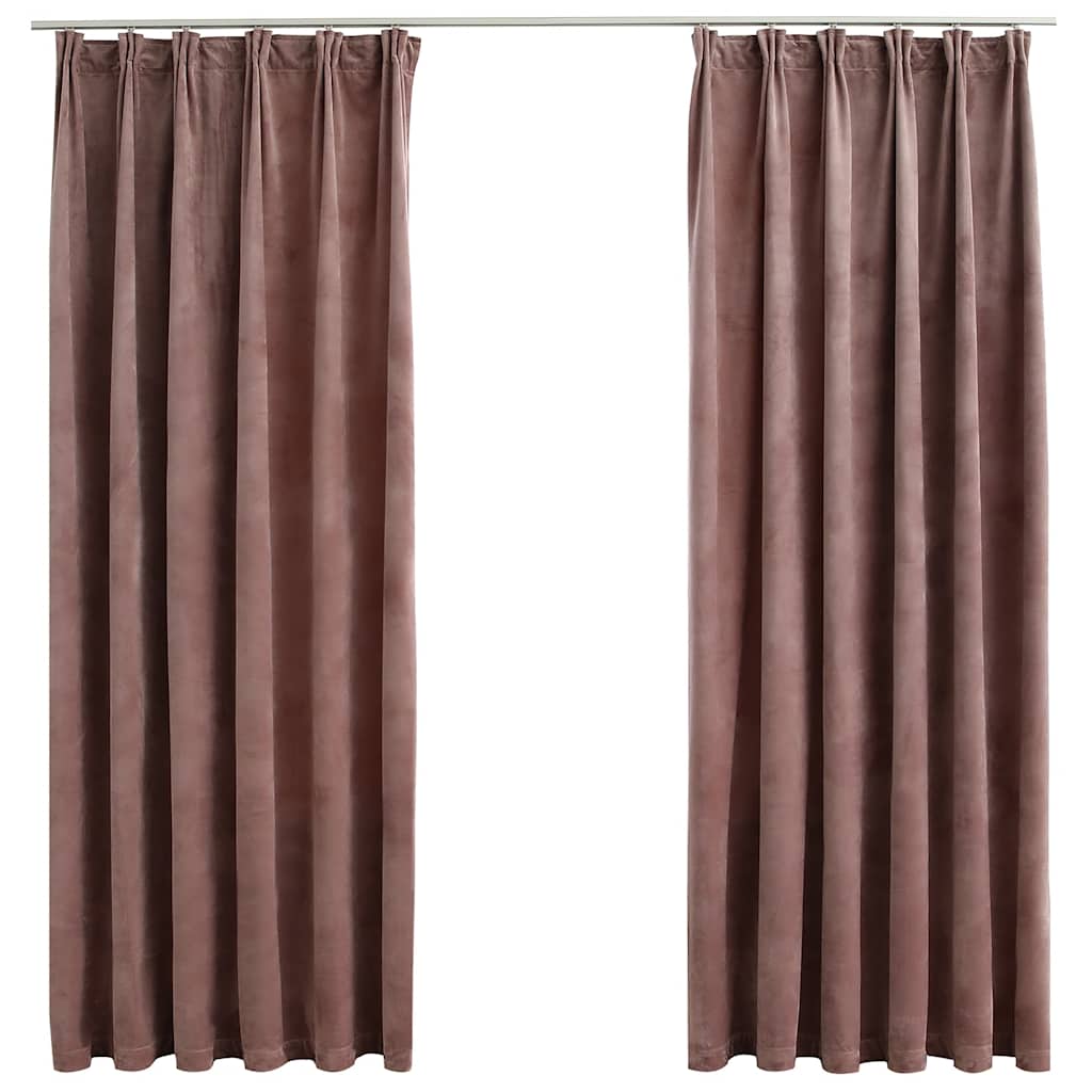 Verdunkelungsvorhänge mit Haken 2 Stk. Samt Schwarz 140x175 cm