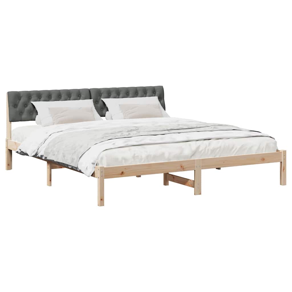 Bettgestell Braun und hellgrau 200 x 200 cm Massivholz Kiefer