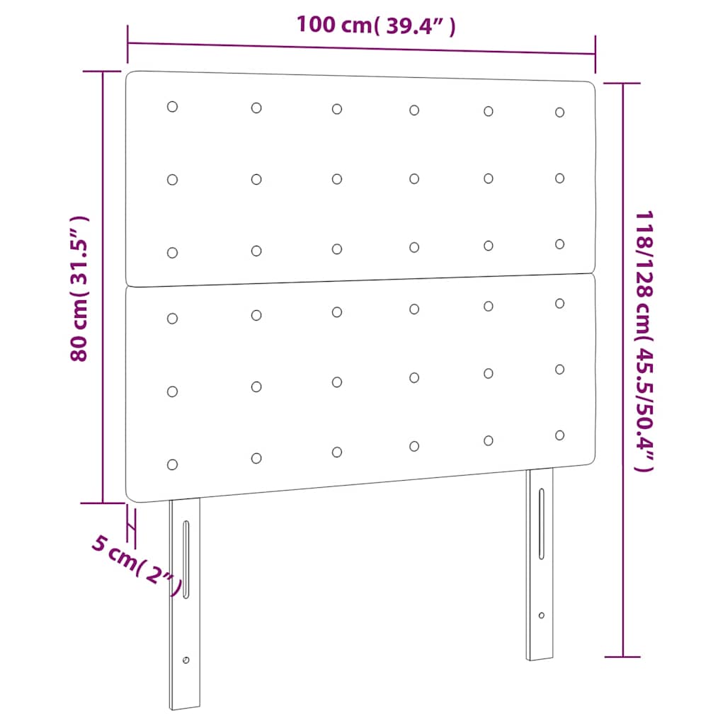 Kopfteil Hellgrau 80x5x118/128 cm Samt