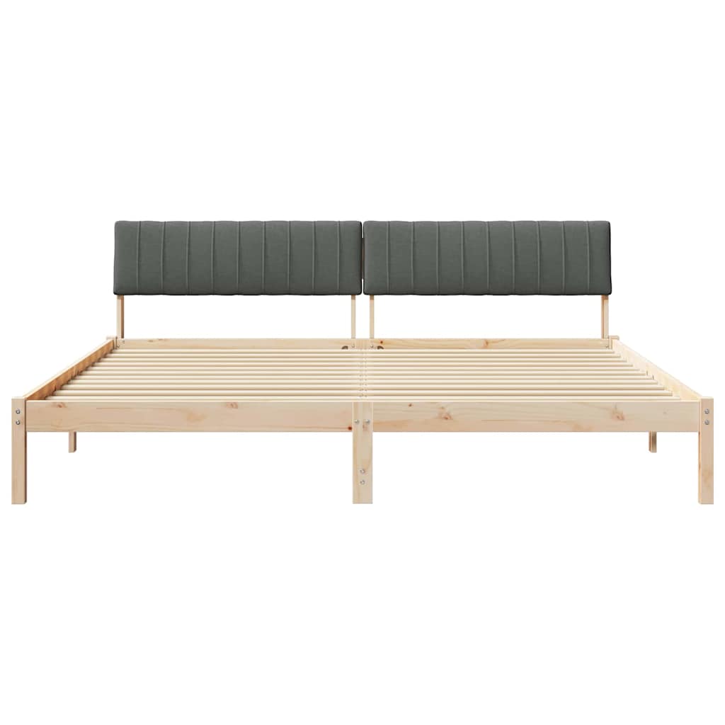 Bettgestell Braun und hellgrau 200 x 200 cm Massivholz Kiefer