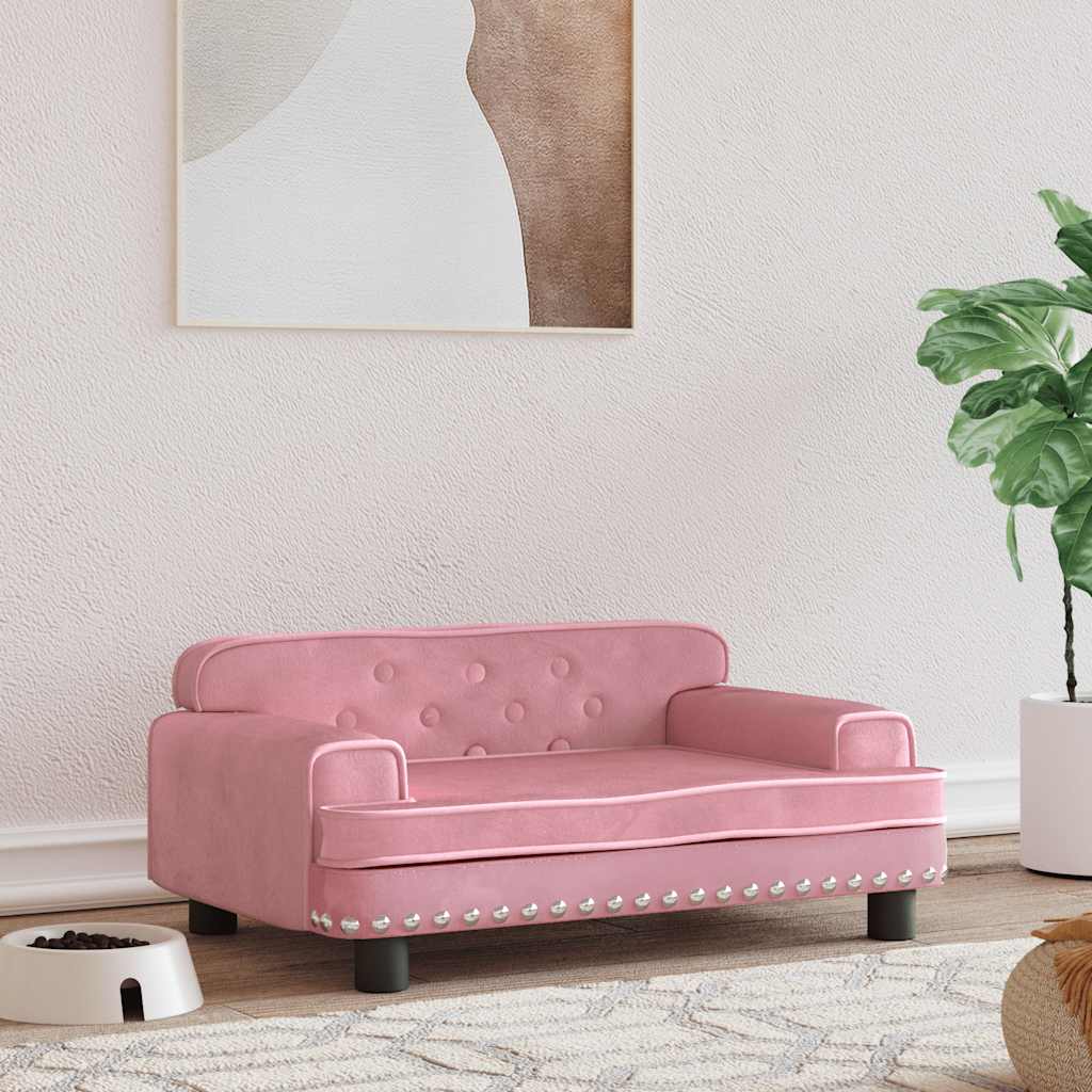 Hundebett Rosa 90x53x30 cm Samt