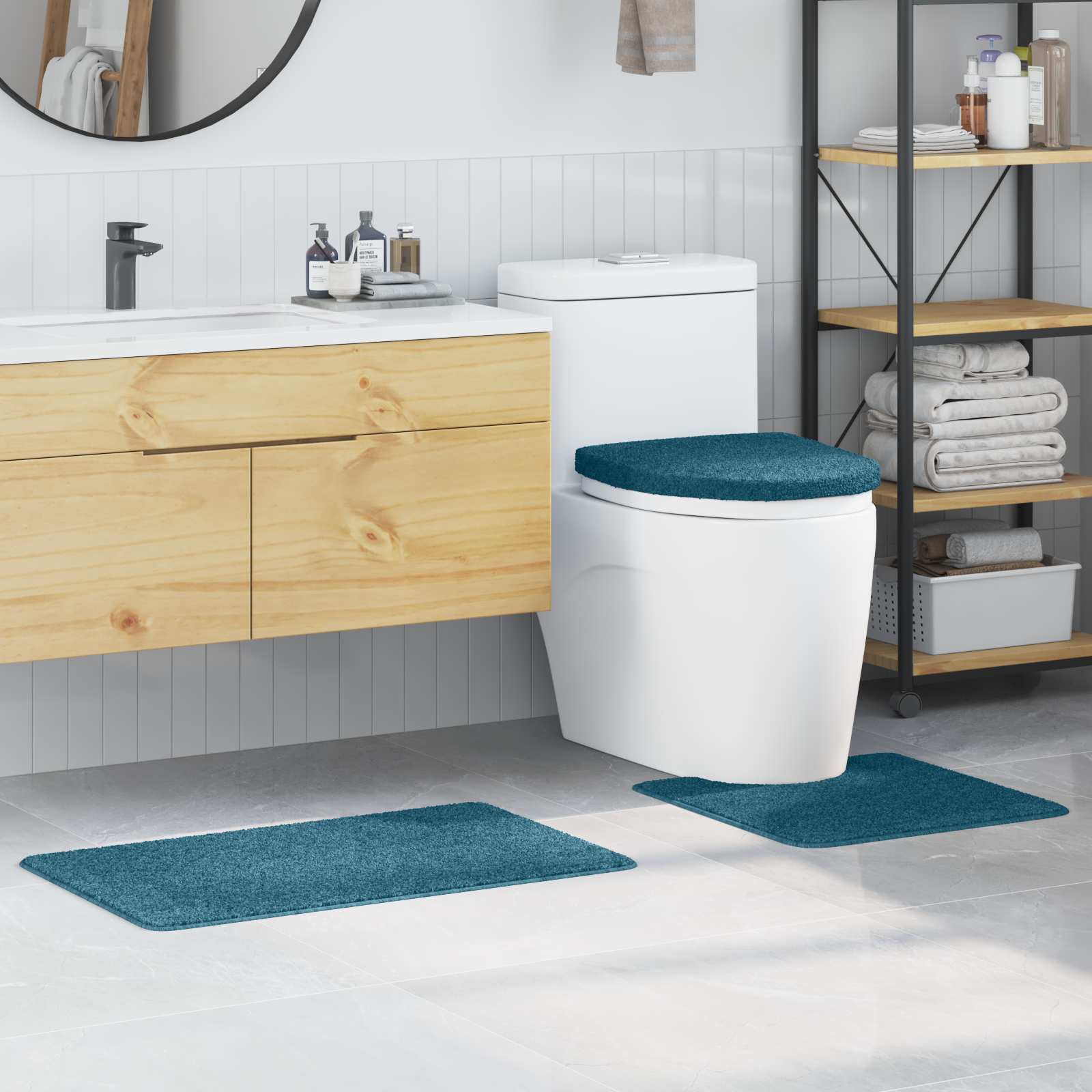 Anti-Rutsch Badematten-Set 3 pcs Grau PP