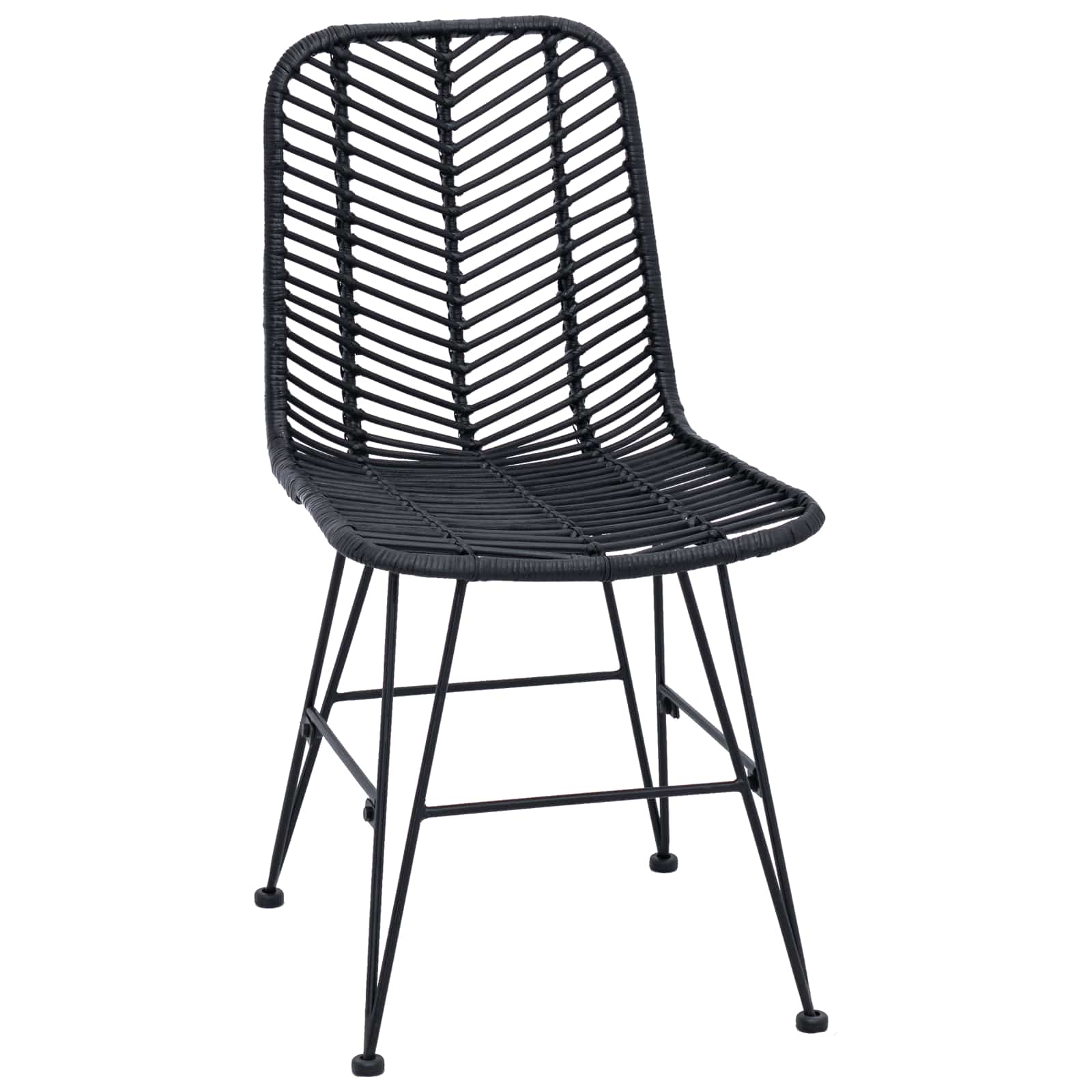 Esszimmerstuhl 2 pcs Rattan und Eisen Natur 44,5 x 54,5 x 85 cm