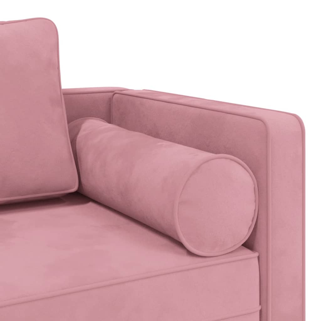 Chaiselongue mit Kissen Blau Samt