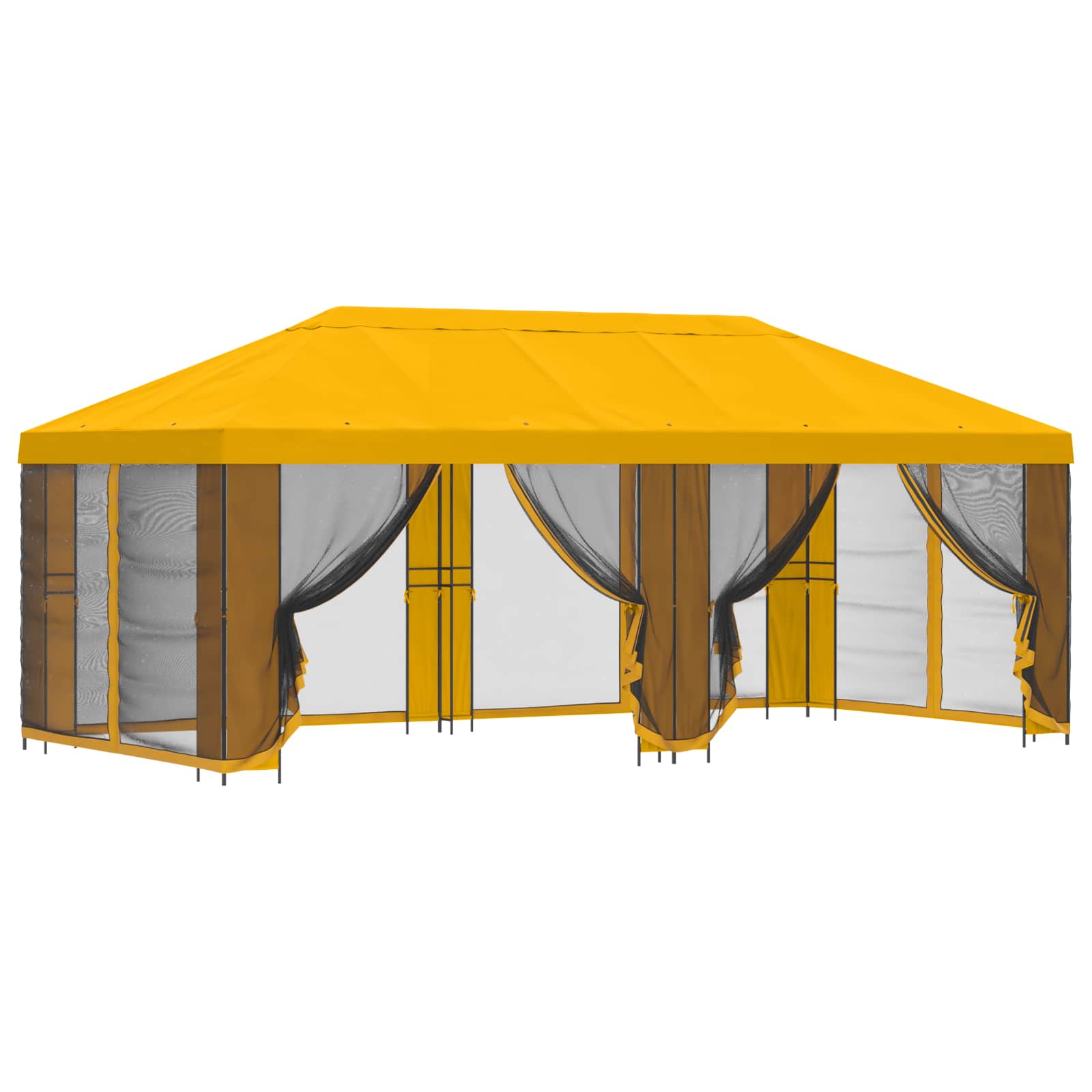 Pavillon mit Seitenwänden 6 x 3 m Beige Polyester und Stahl 190