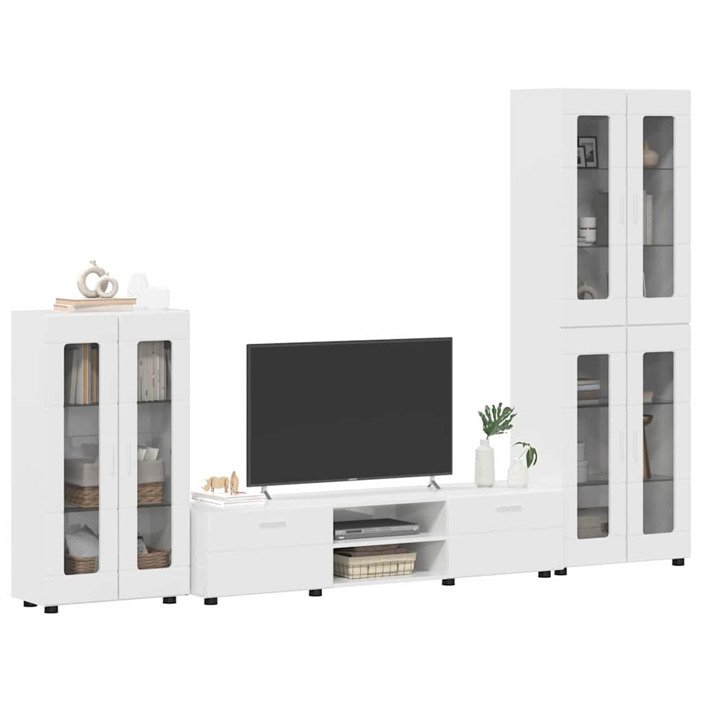 Highboard mit Regal FLORIN Weiß 60 x 35 x 182 cm Holzwerkstoff