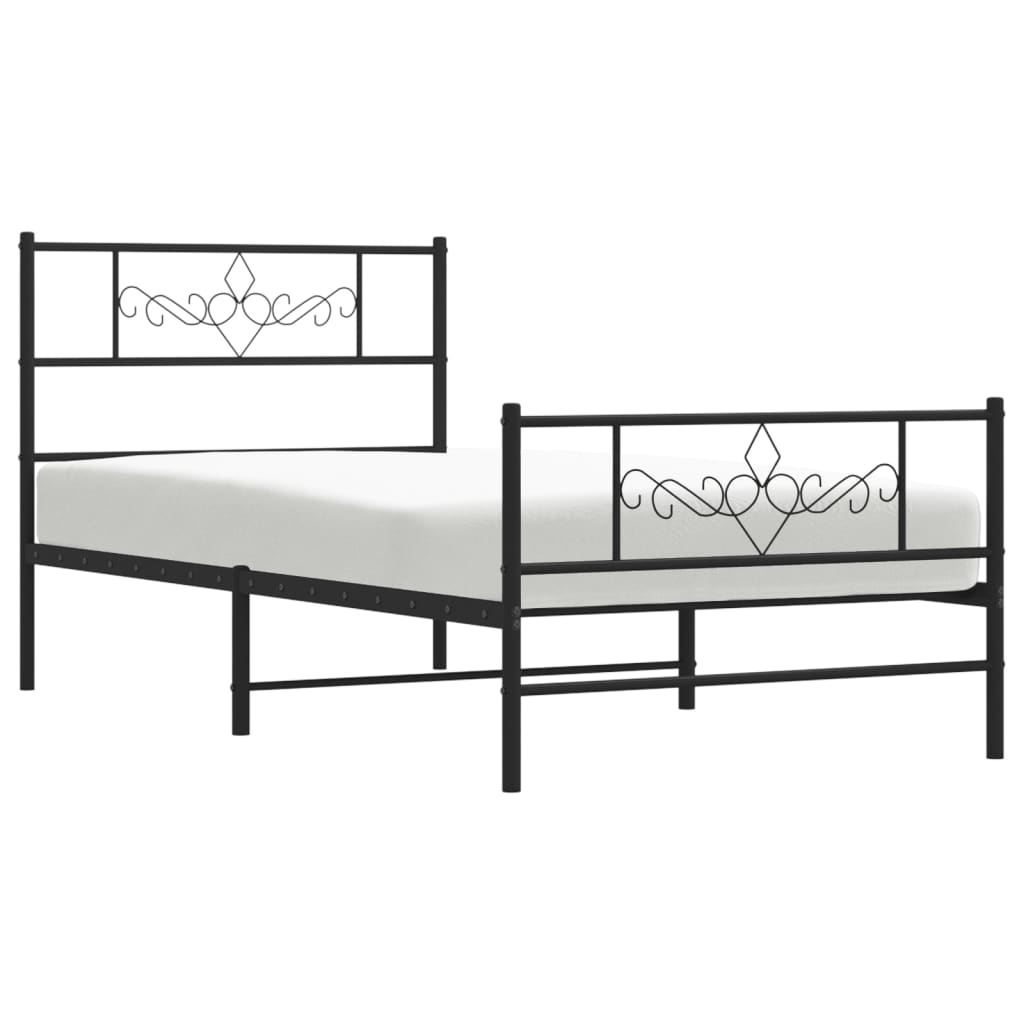 Bettgestell mit Kopfteil Metall Schwarz 100x190 cm