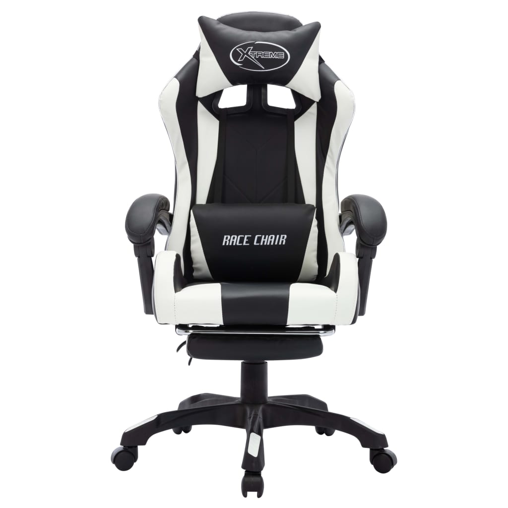 Gaming-Stuhl mit RGB LED-Leuchten Blau und Schwarz Kunstleder