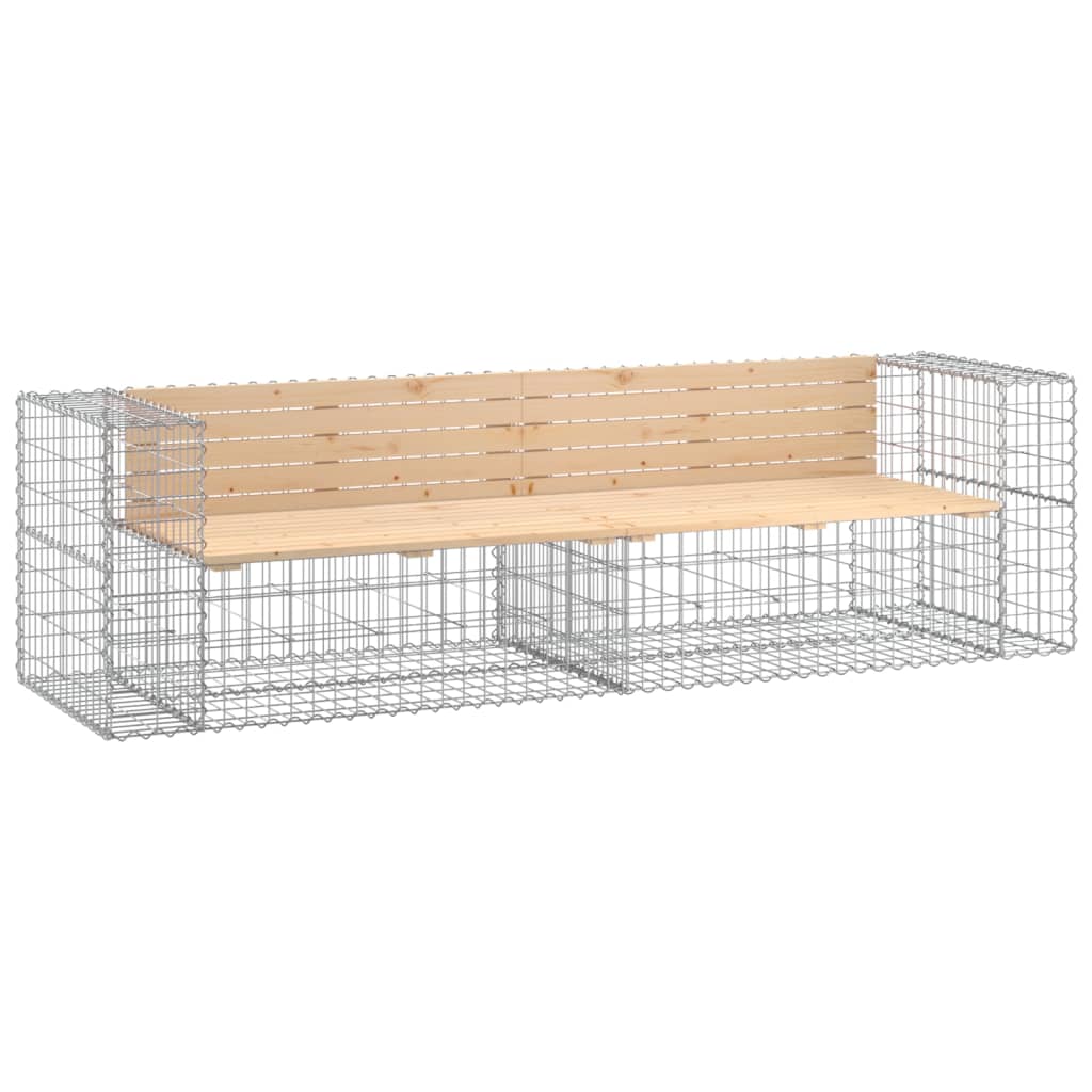 Gartenbank aus Gabionen 244x71x65,5 cm Kiefernholz Imprägniert