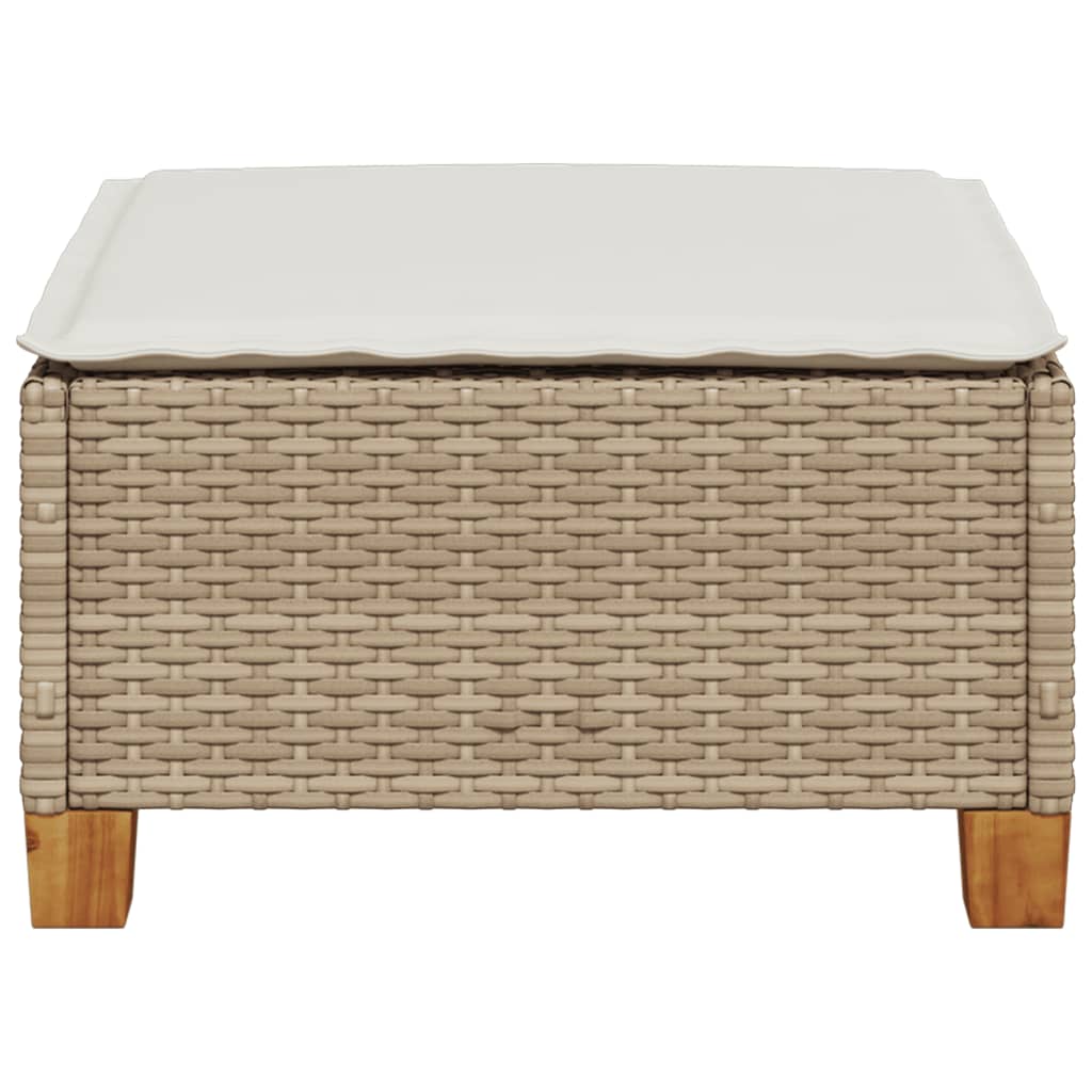 Gartenhocker mit Kissen Schwarz 63,5x56x32 cm Poly Rattan