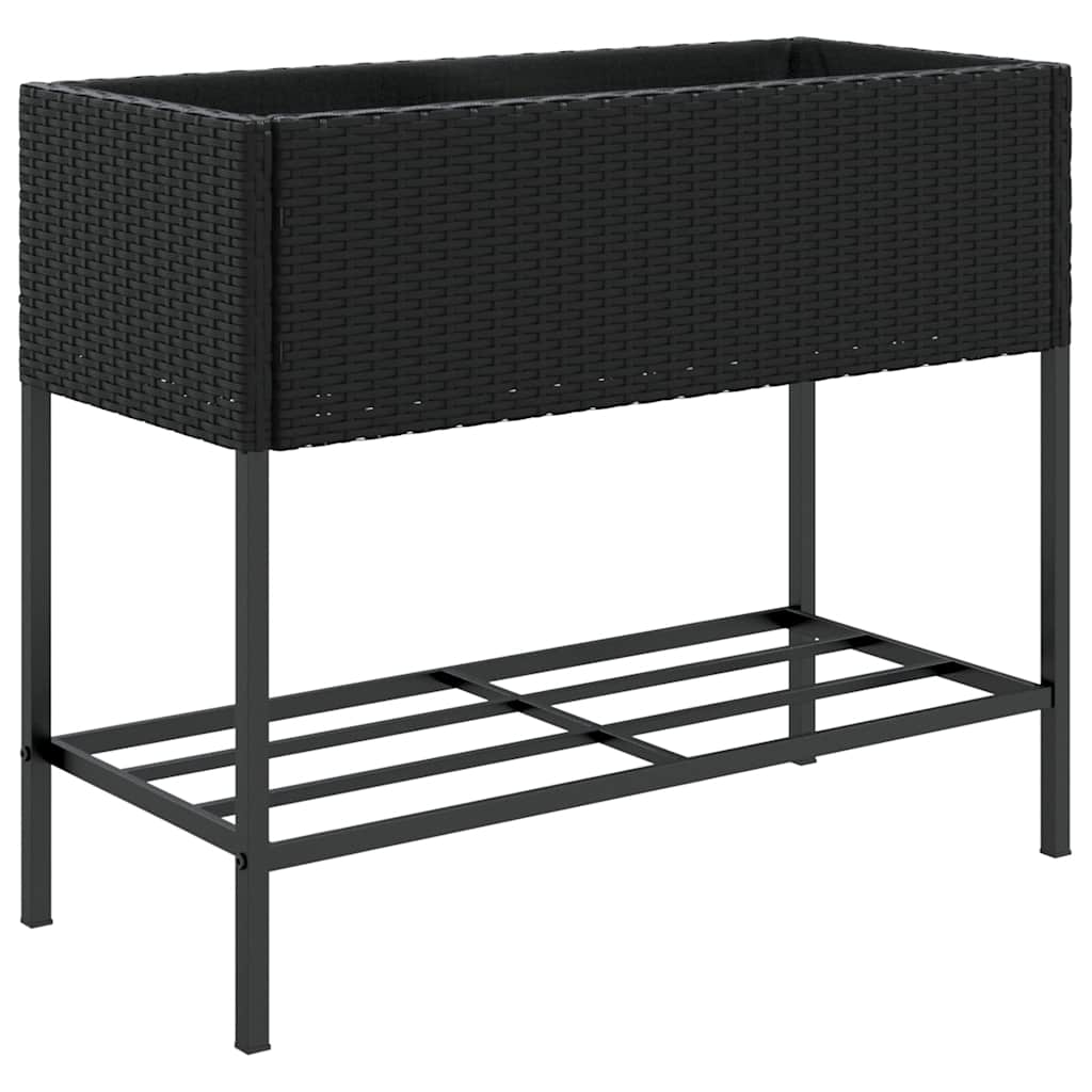 Hochbeete mit Ablage 2 Stk. Schwarz 70x28x70 cm Poly Rattan