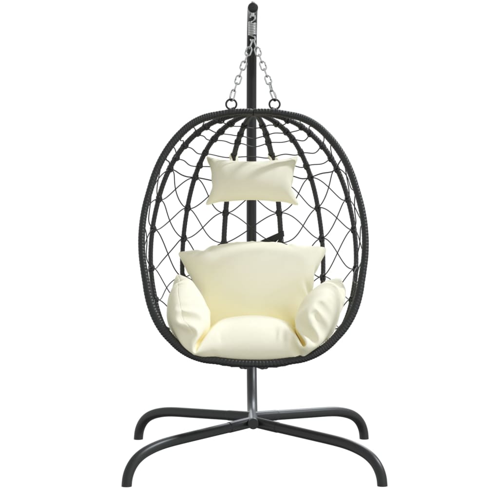 Hängesessel mit Kissen Taupe Poly Rattan & Stahl