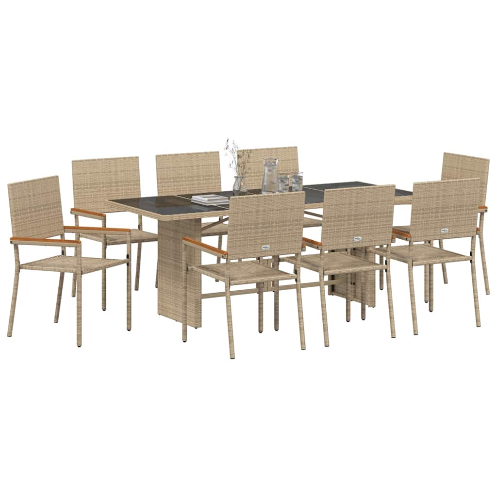 Garten Essgruppe 7 pcs Schwarz Poly-Rattan