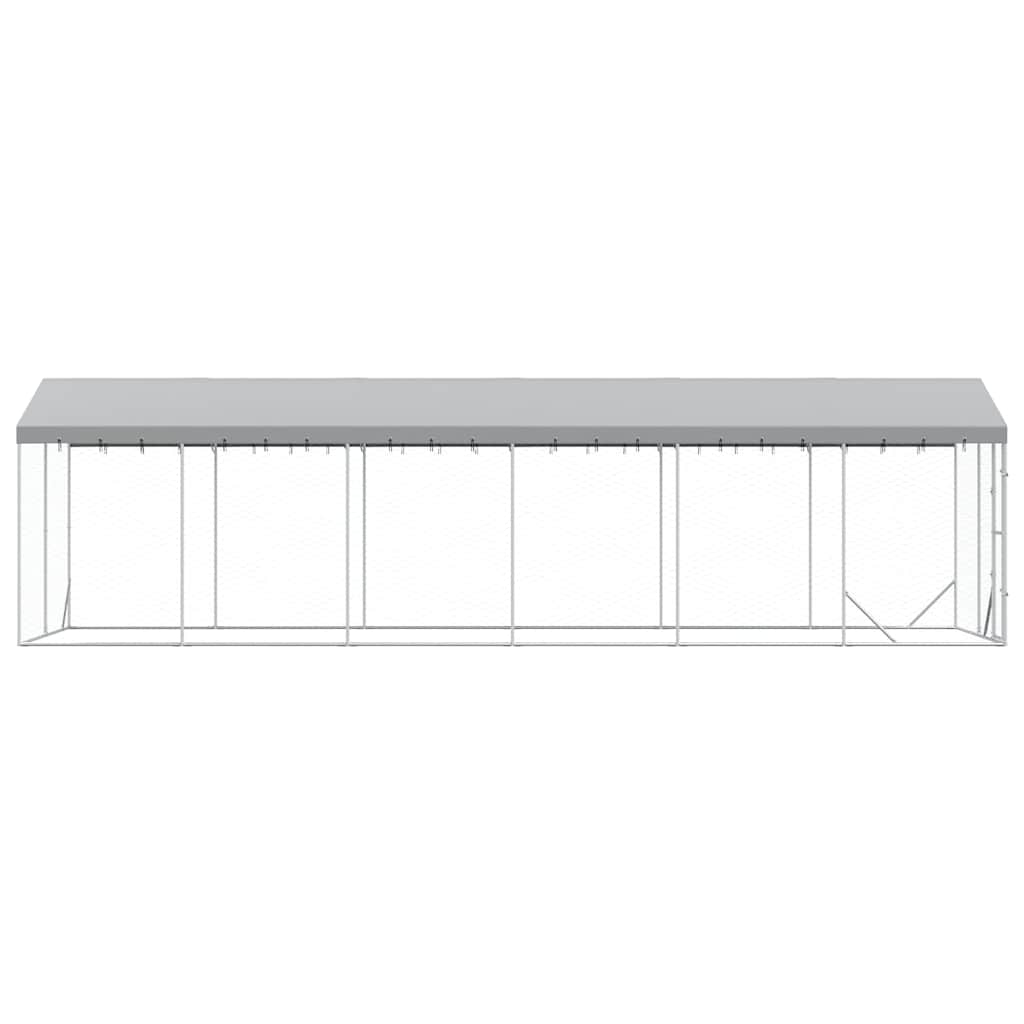 Outdoor-Hundezwinger mit Dach Silber 3x1,5x2,5m Stahl Verzinkt