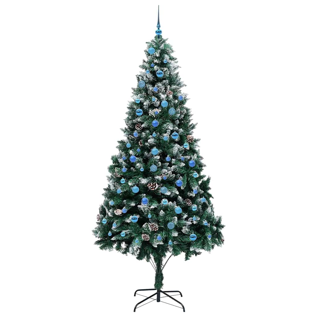 Künstlicher Weihnachtsbaum mit LEDs Kugeln Zapfen 150 cm