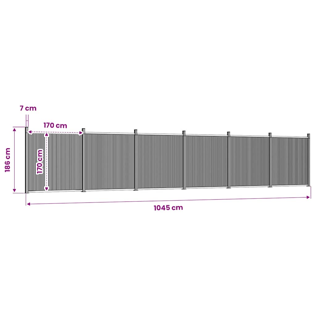 Zaunelement Grau 353x186 cm WPC
