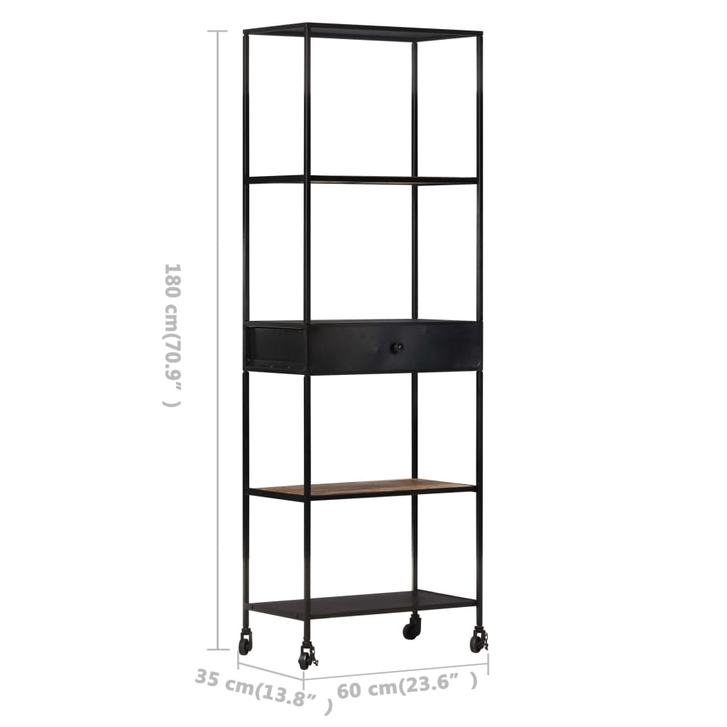 Bücherregal 80x35x180 cm Raues Mangoholz & Eisen
