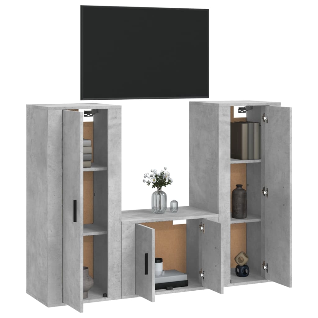 3-tlg. TV-Schrank-Set Weiß Holzwerkstoff