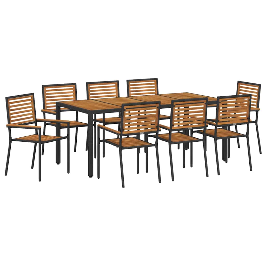 Garten Essgruppe 3 pcs Schwarz und Braun Poly-Rattan