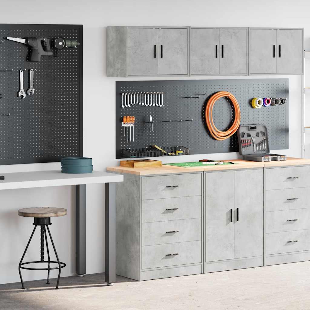 Garagenschränke 2 Stk. Schwarz Holzwerkstoff
