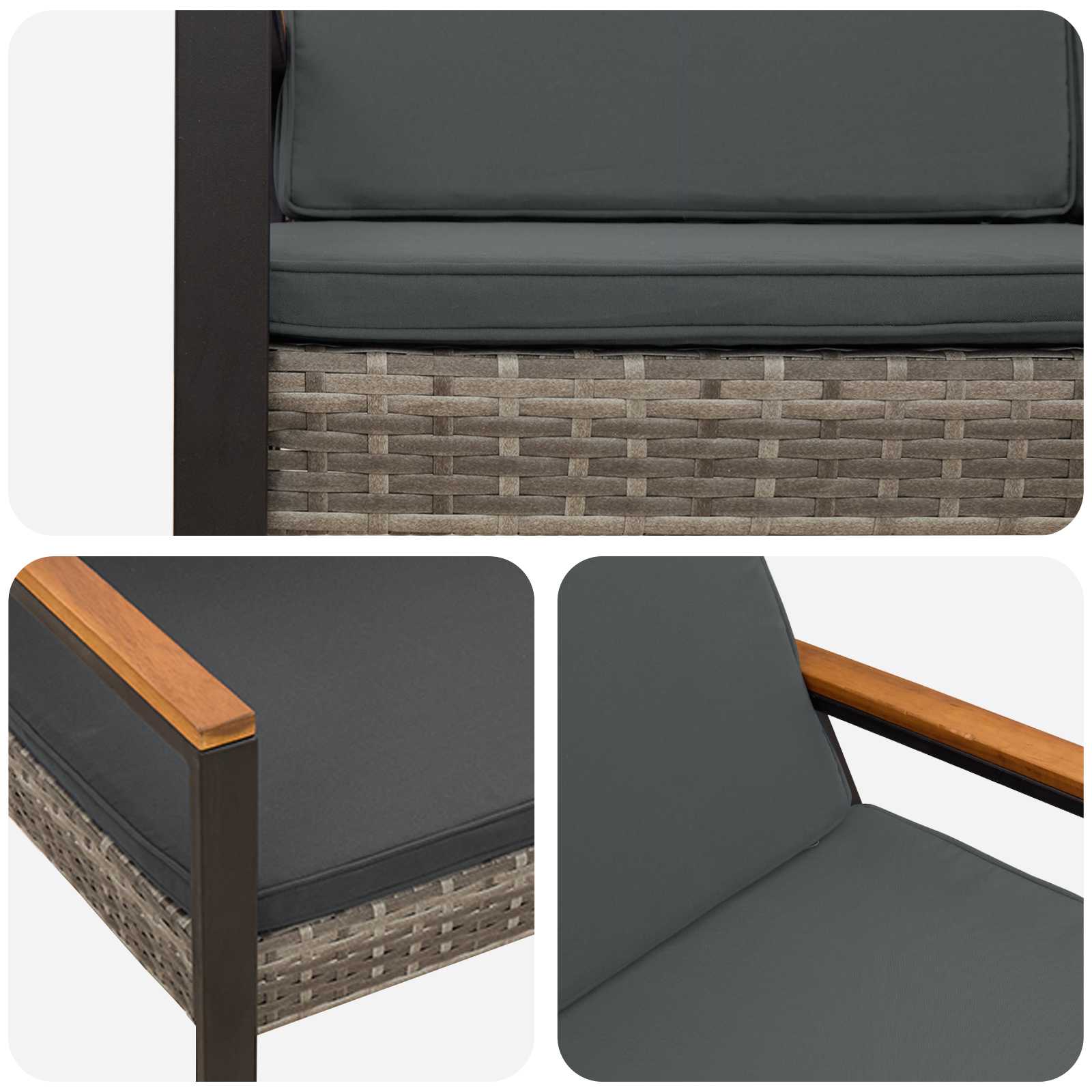 Bank Outdoor mit Kissen Schwarz 107 x 61 x 80 cm Poly-Rattan
