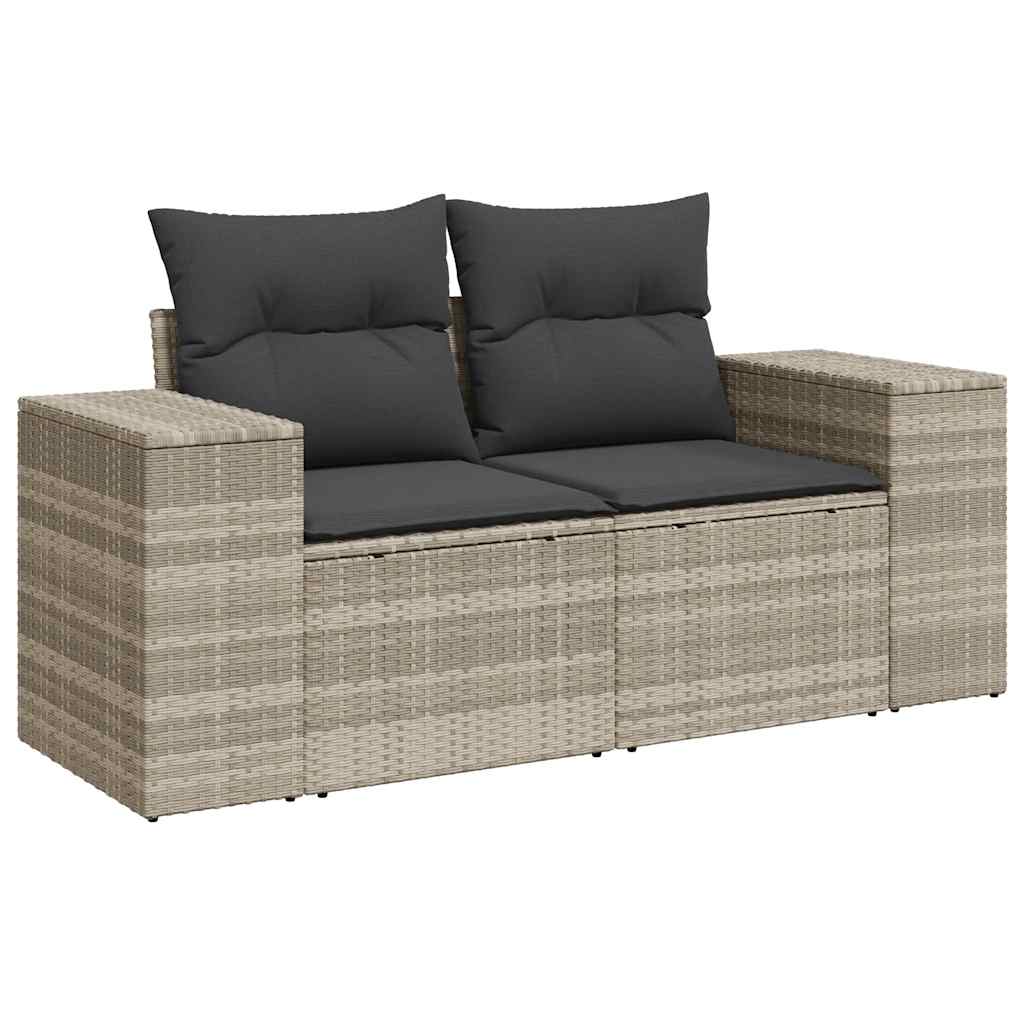 5-tlg. Garten-Sofagarnitur mit Kissen Schwarz Poly Rattan