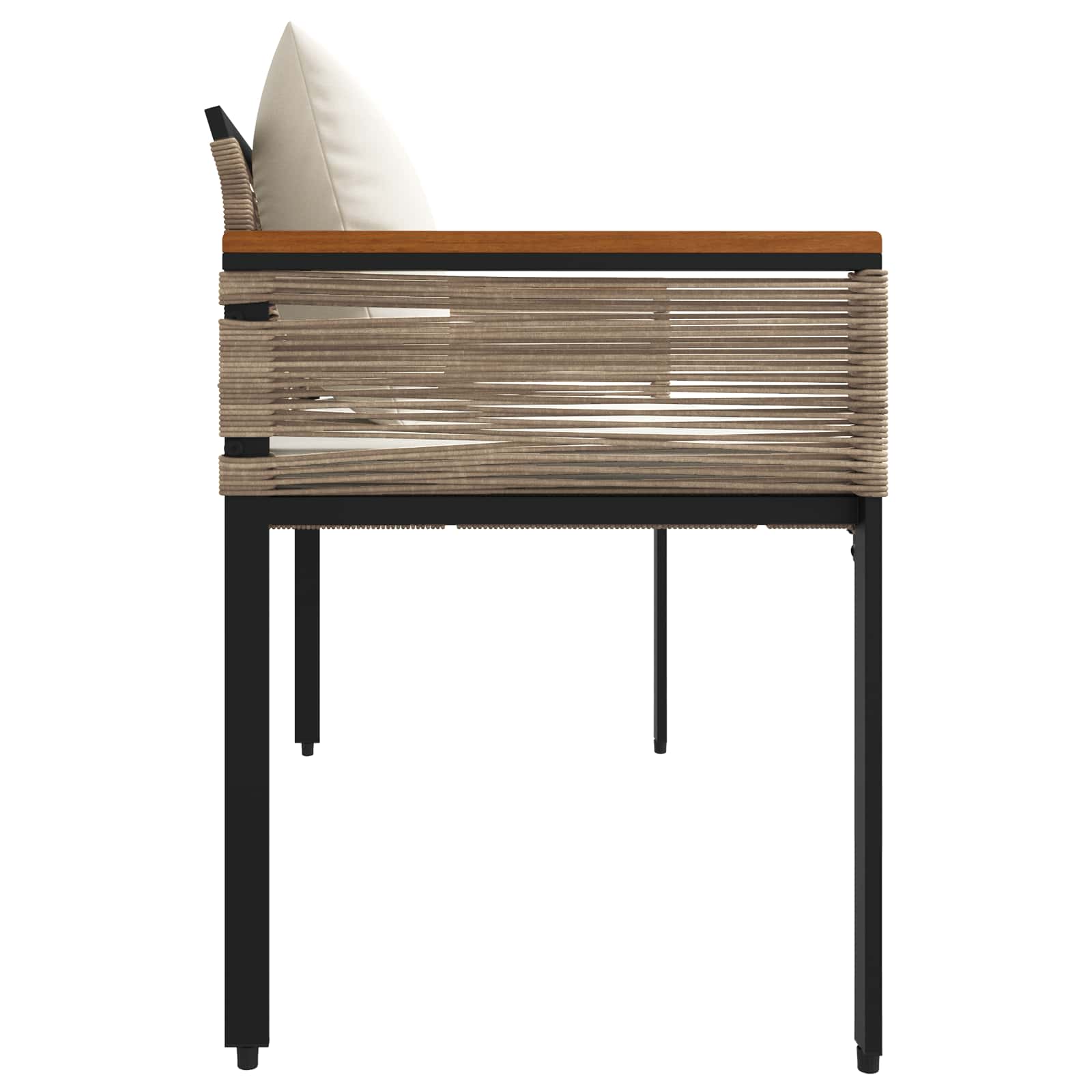 Bank Outdoor mit Kissen Schwarz 117 x 54 x 74,5 cm Poly-Rattan