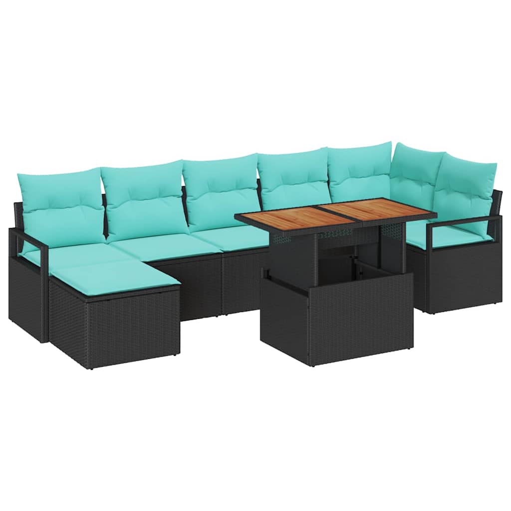 Garten Essgruppe mit Kissen 8 pcs Grau und Marineblau
