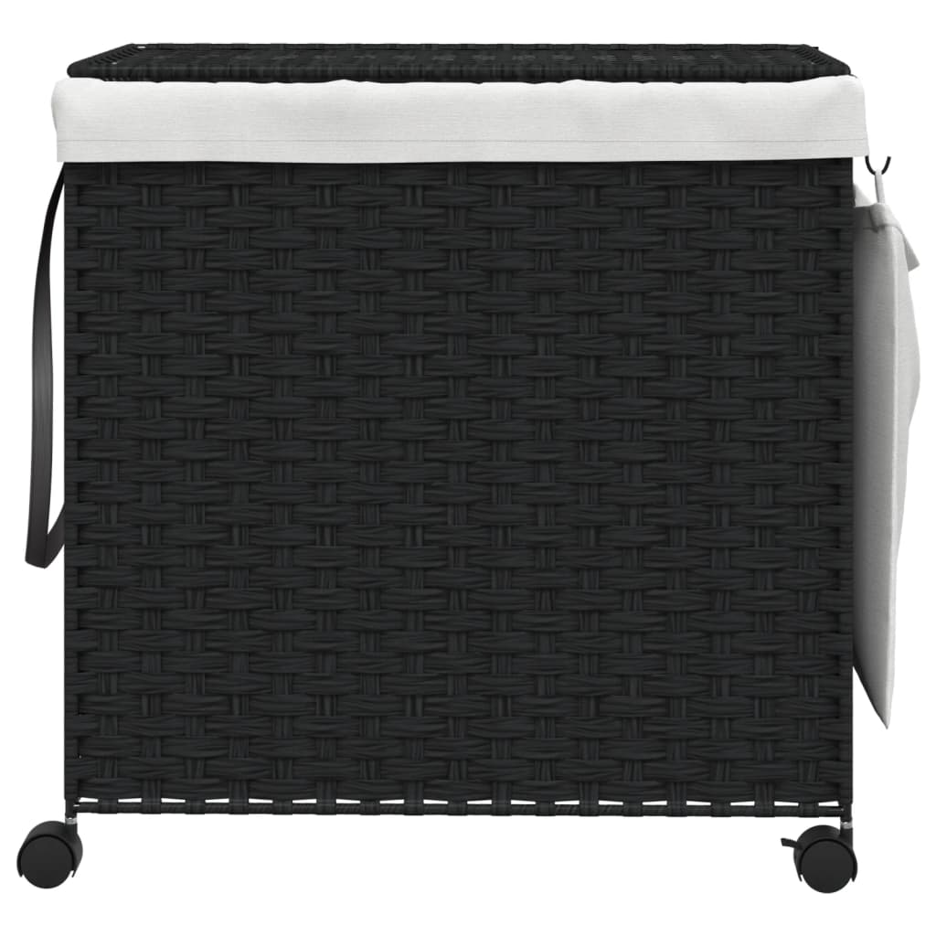 Wäschekorb mit Rollen 60x35x60,5 cm Rattan