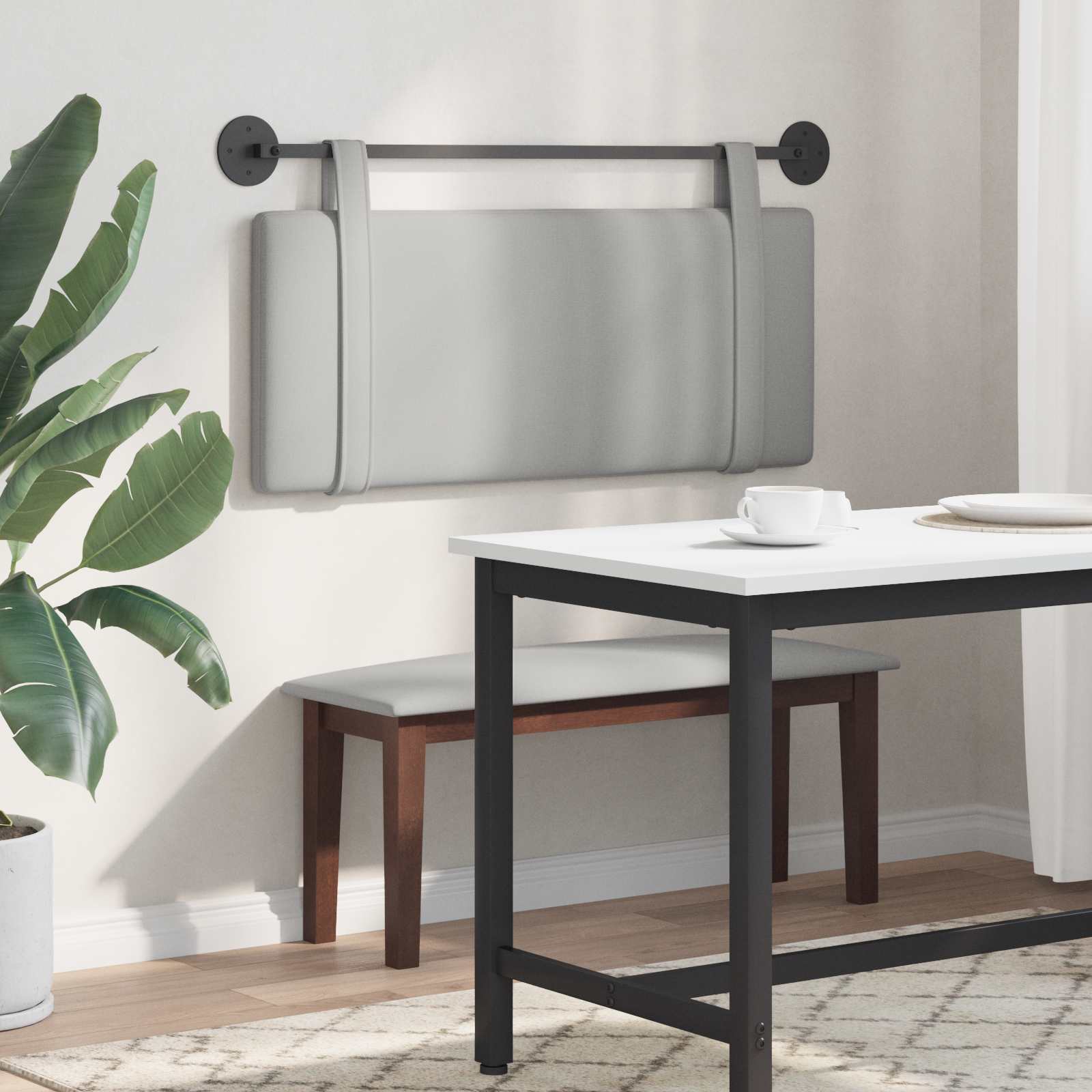 Hängendes Kopfteil Mit LED Licht Wolkengrau Stoff