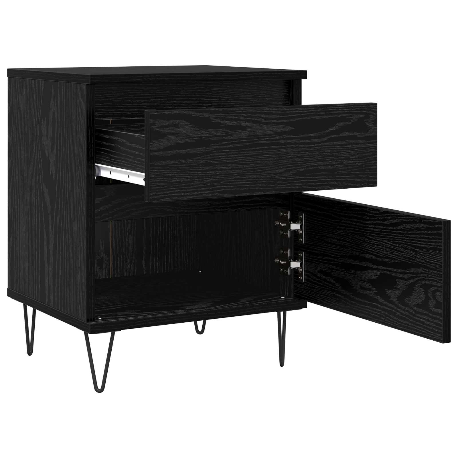 Bettschrank Schwarz Eichen-Optik 40 x 35 x 50 cm Holzwerkstoff
