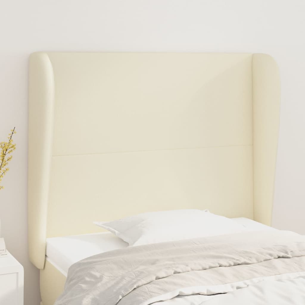 Kopfteil mit Ohren Creme 83x23x78/88 cm Kunstleder