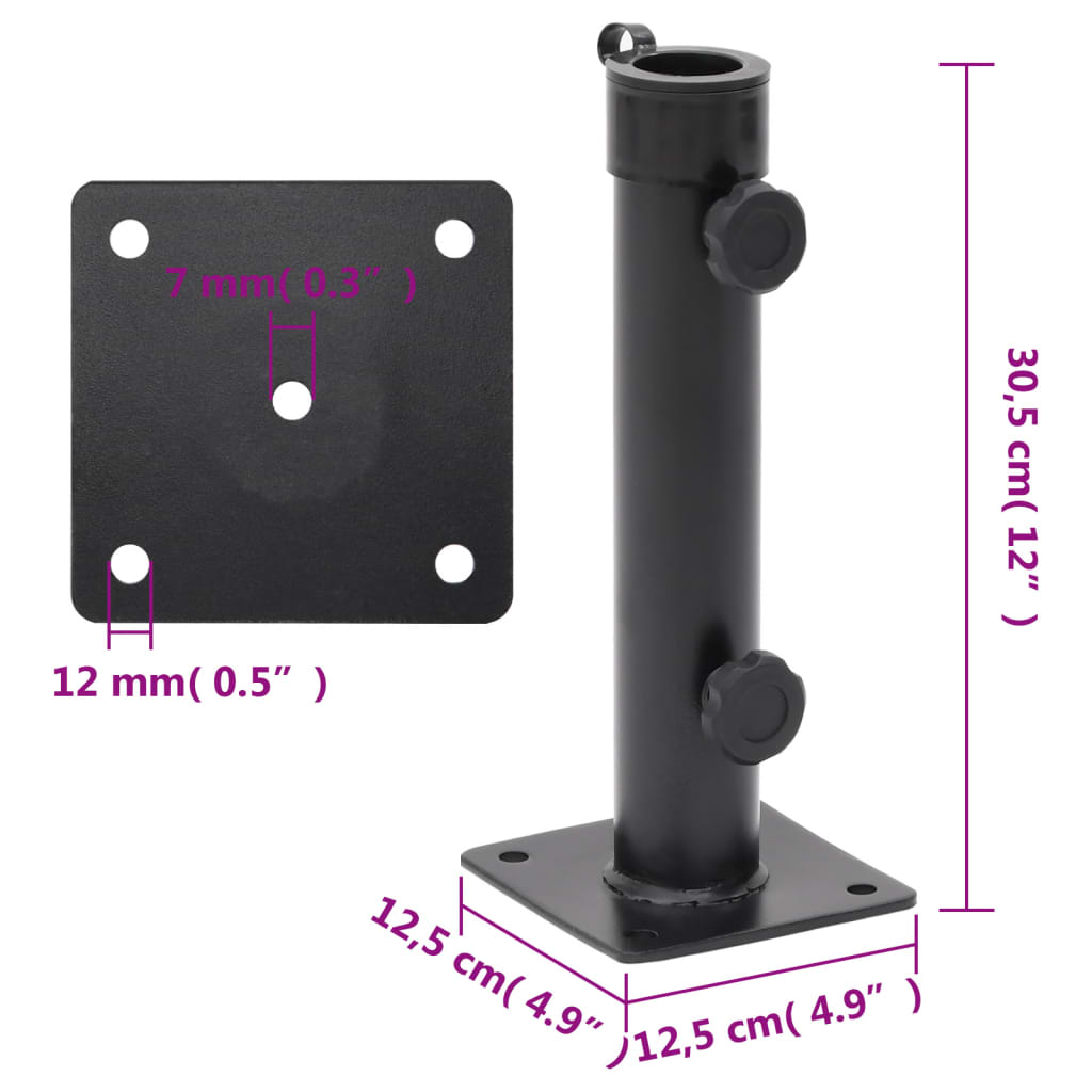 Sonnenschirmständer für Ø38/48 mm Mast Silbern Stahl