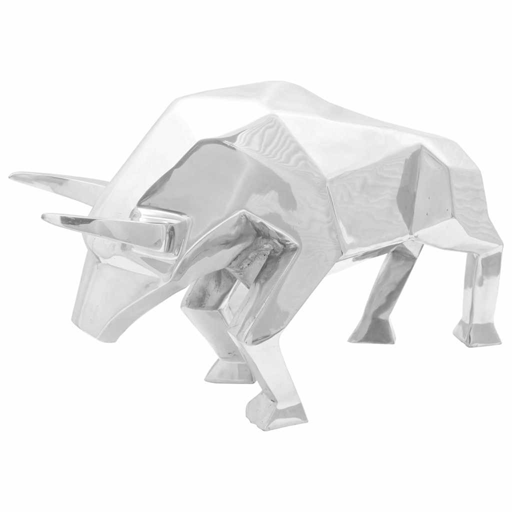 Stierskulptur Silber 37 x 44 x 17 cm Aluminium