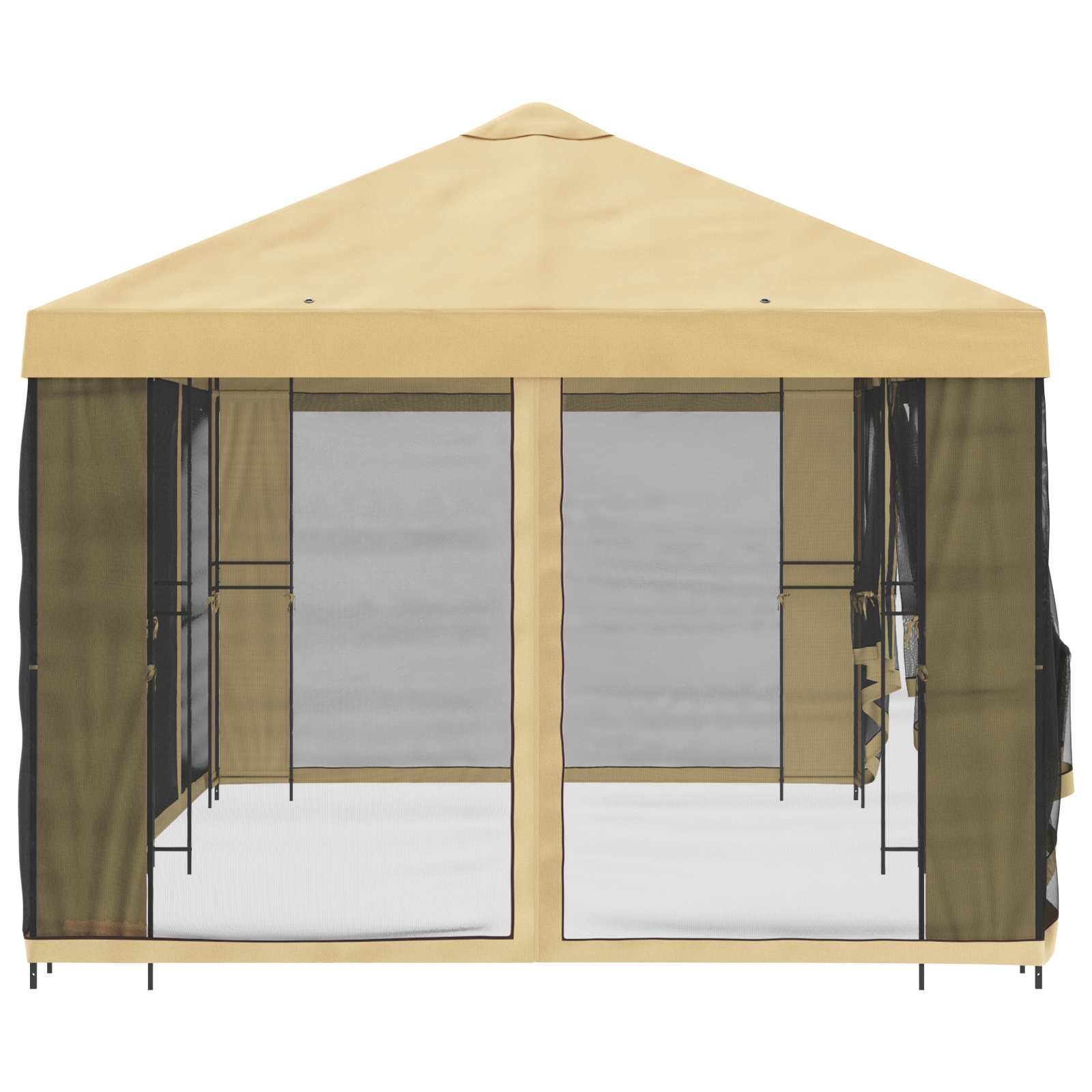 Pavillon mit Seitenwänden 6 x 3 m Beige Polyester und Stahl 190