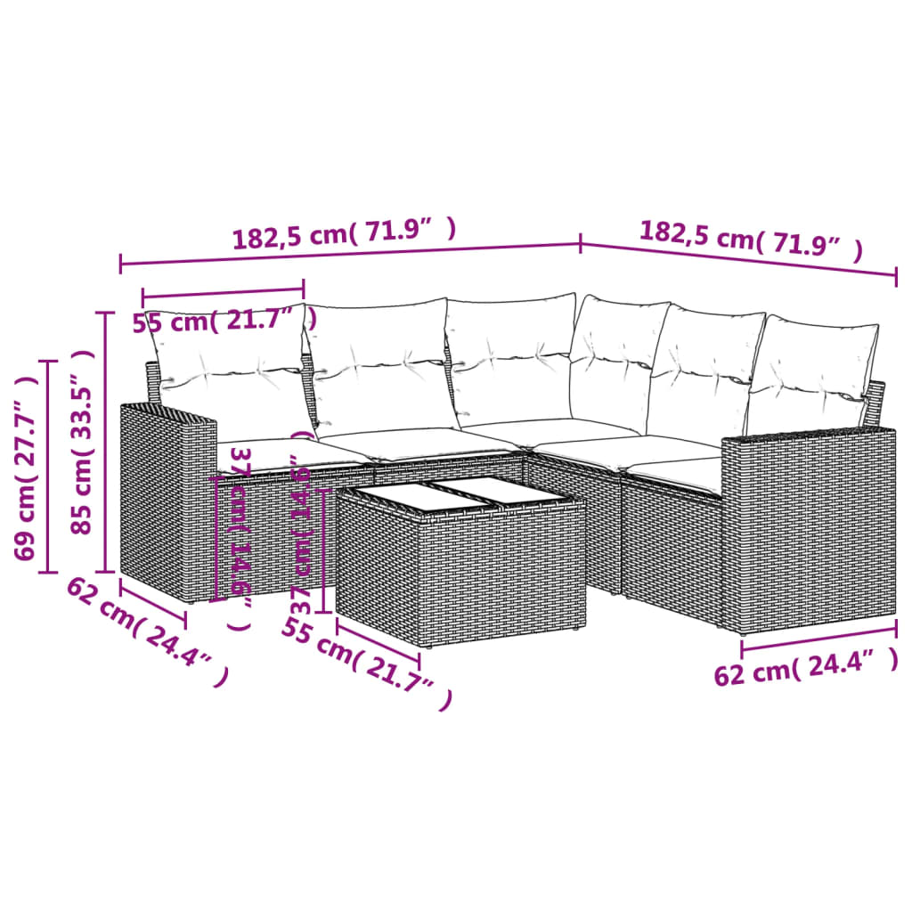 5-tlg. Garten-Sofagarnitur mit Kissen Schwarz Poly Rattan