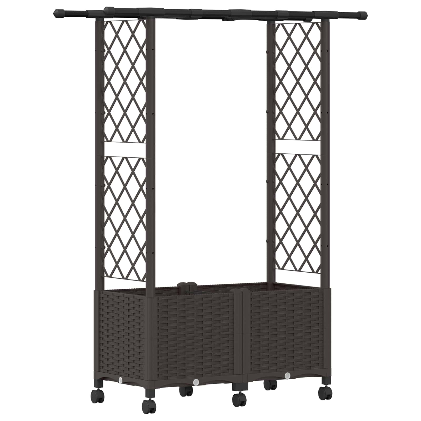 Hochbeet mit Rankgitter und Dach Braun 124 x 40 x 123 cm PP