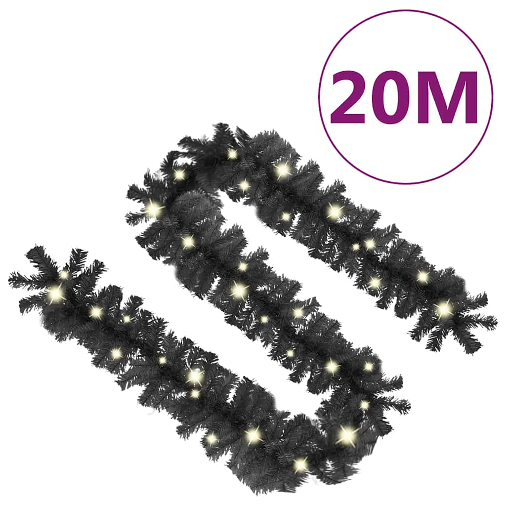Weihnachtsgirlande mit LED 10 m Schwarz